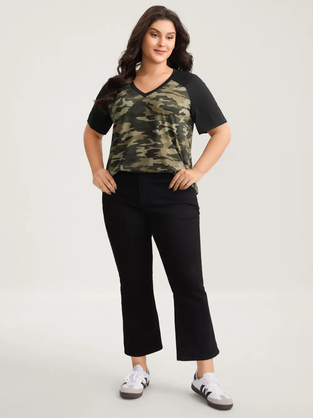 Camouflage Print Raglan Sleeve T-Shirt