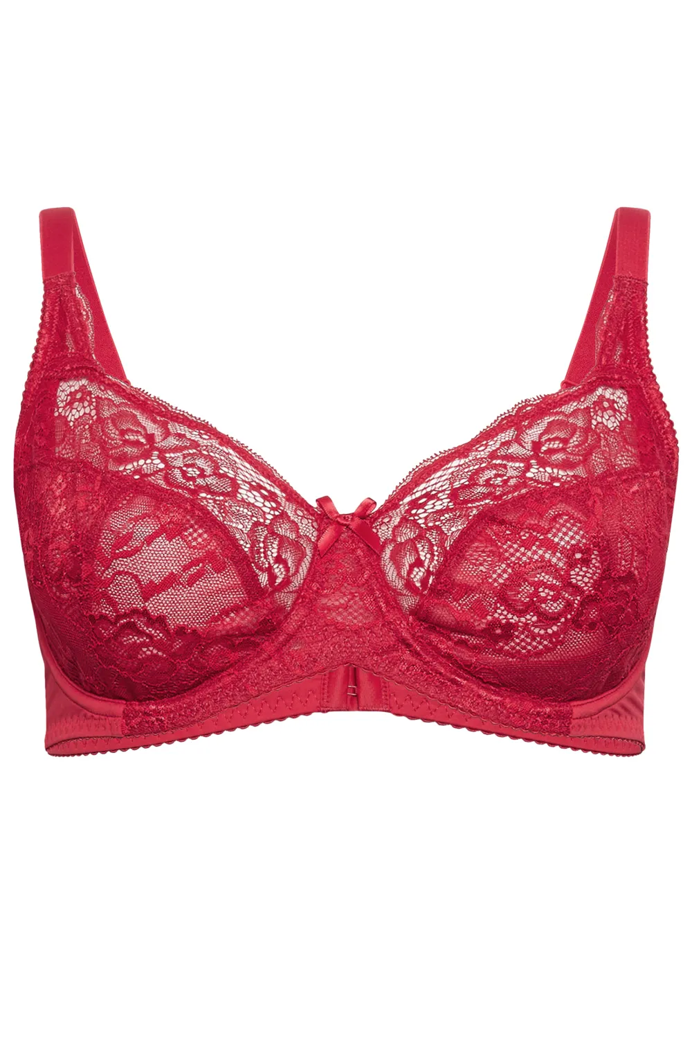 YOURS Black Stretch Lace Non-Padded Underwired Balcony Bra