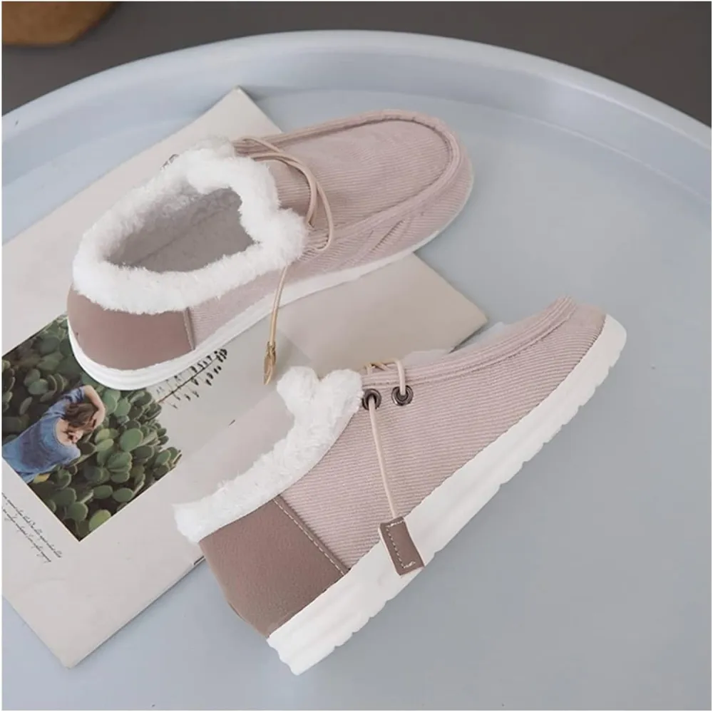 Women's Winter Warm Wendy Shoes Fleece Lined Boat Shoe Slip On Comfort Shoes,Womens Lace Up Loafers Flats Shoes (Come With Christmas socks) (Color : E, Size : EU/CN 42)