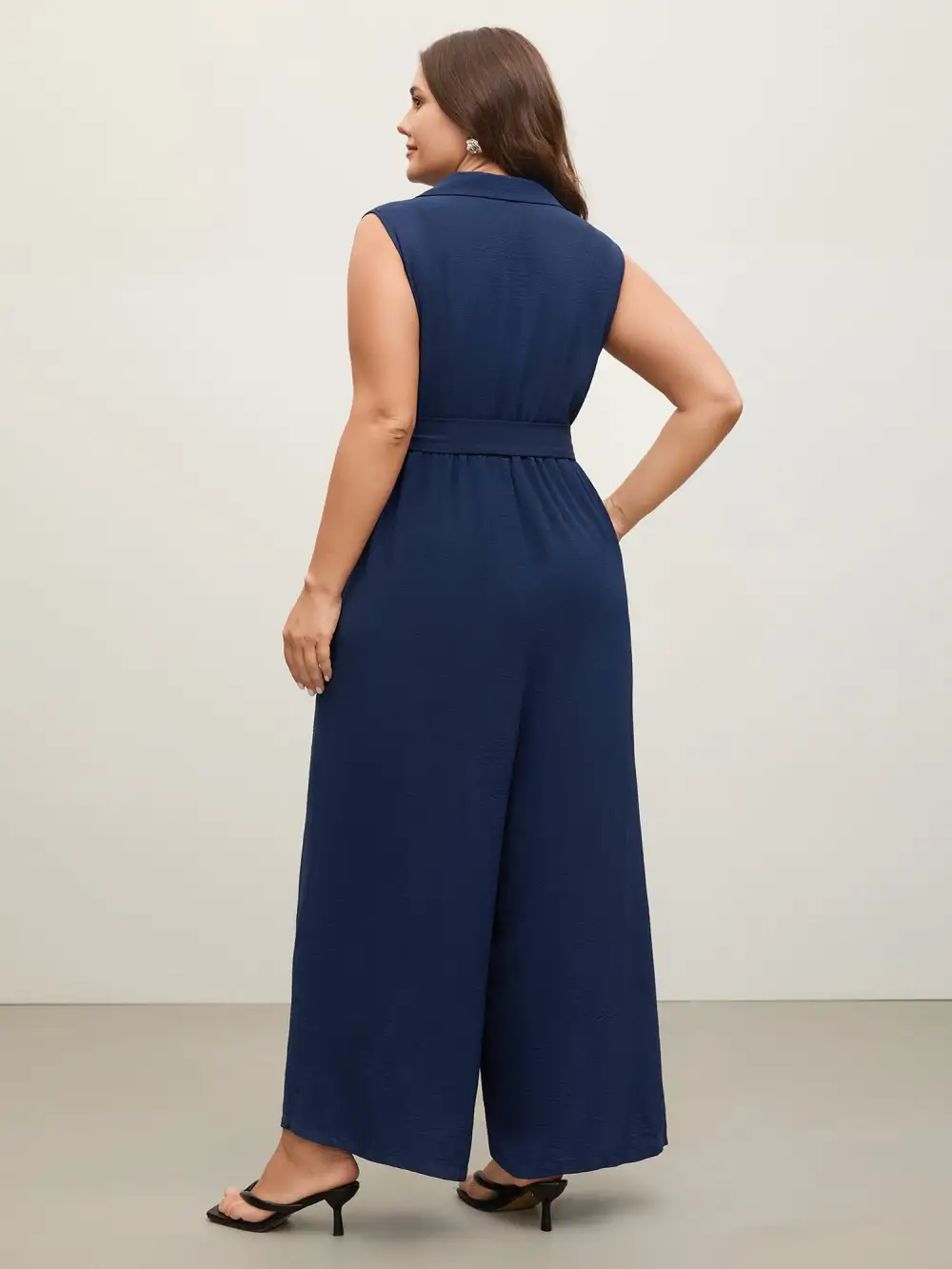 Belted Waist-Cinched Wide-Leg Jumpsuit