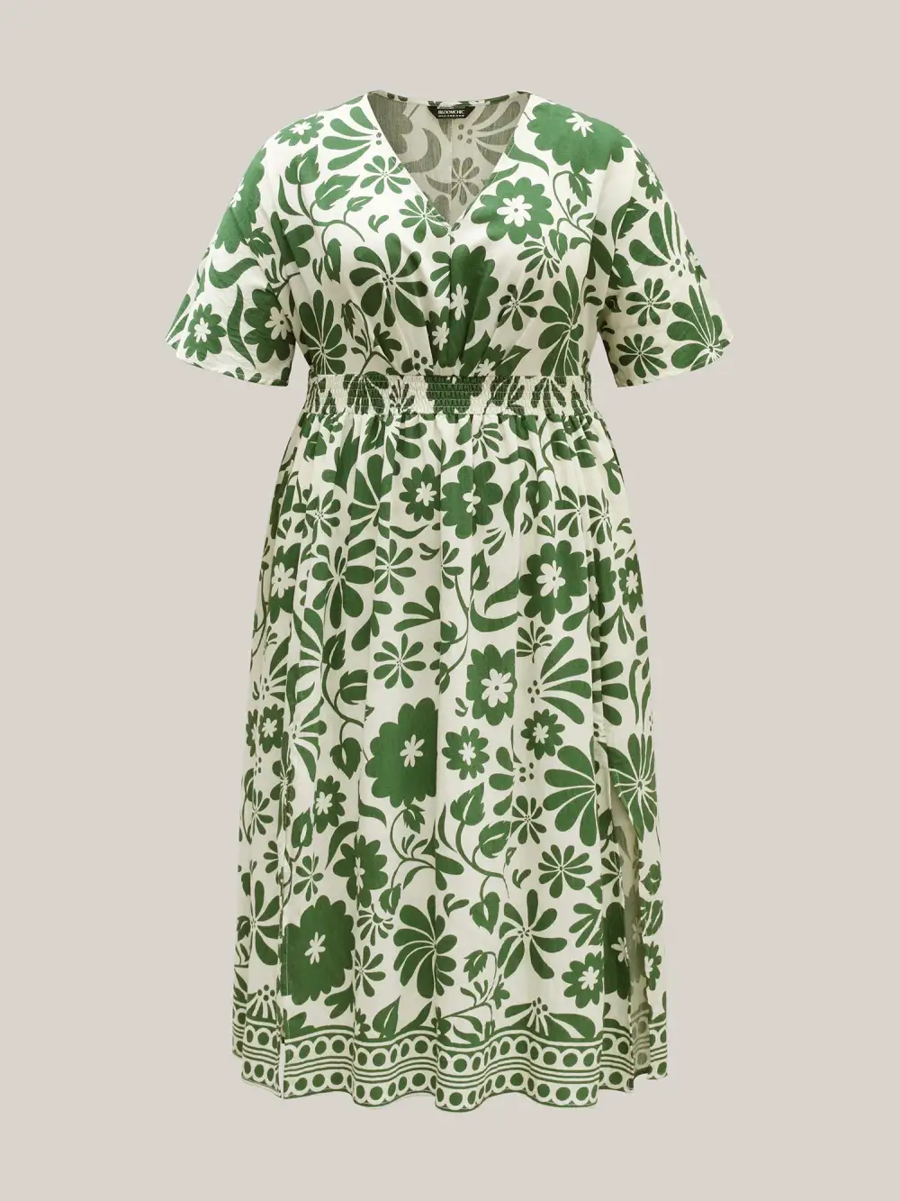 Large Floral Print Pockets Midi Dress