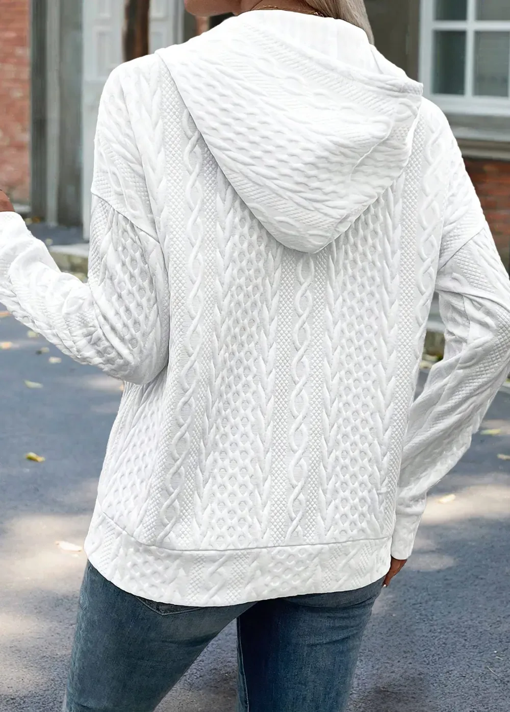 White Tummy Coverage Long Sleeve Hoodie