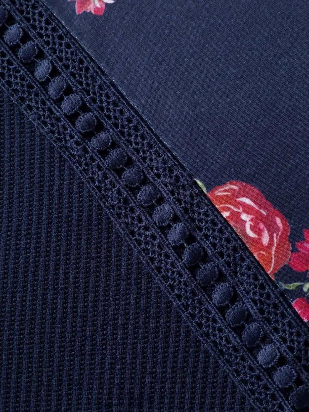 Rosy Sleeve Textured Lace Solid Sweatshirt