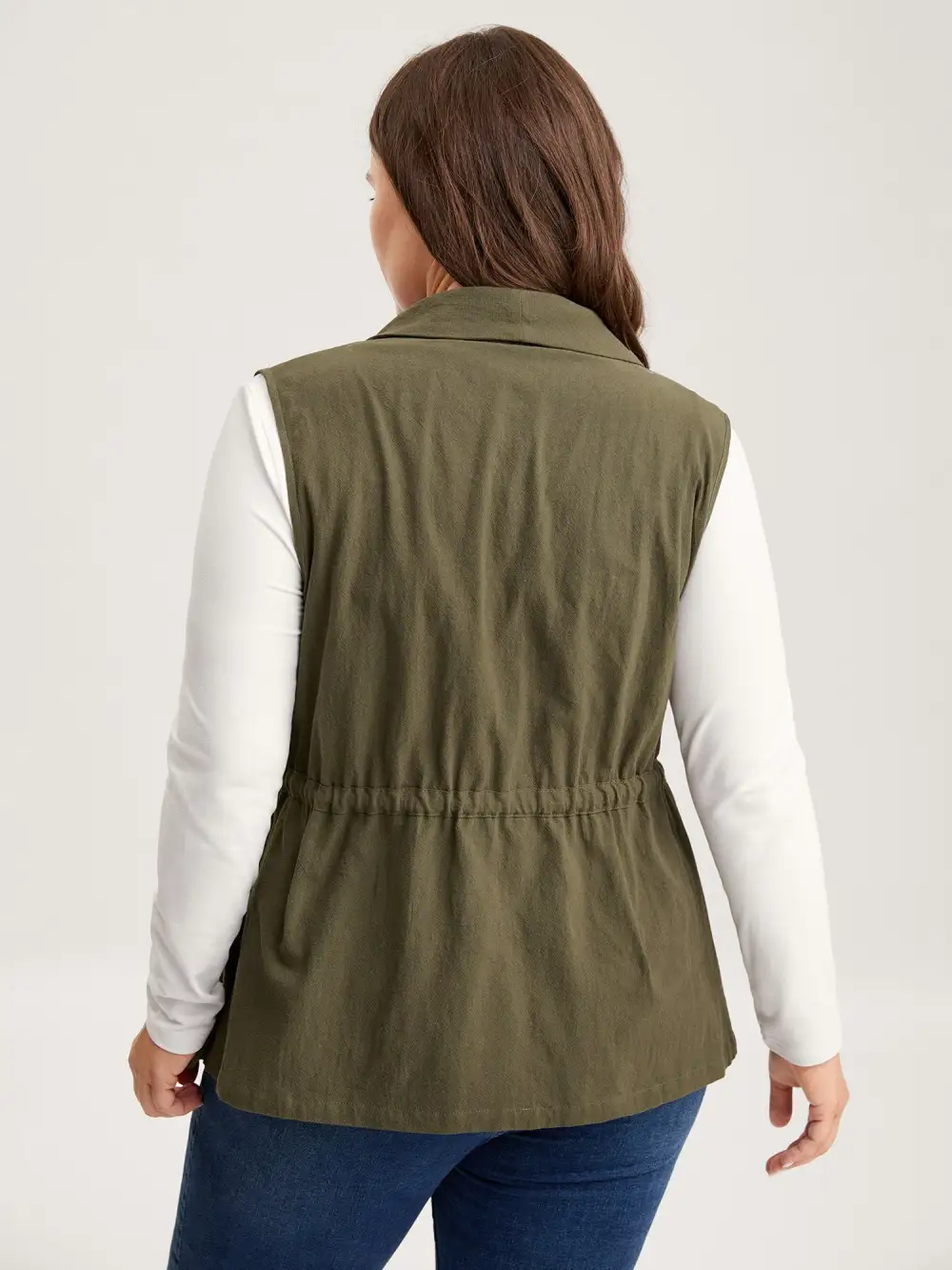Cotton Waist Defining Drawstring Pocket Vest