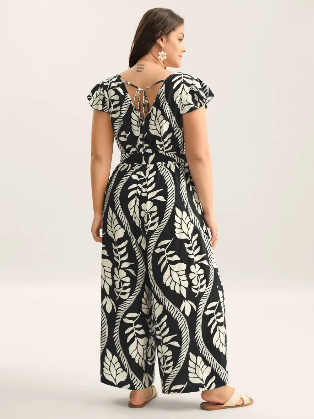 Large Floral Print Pockets Jumpsuit