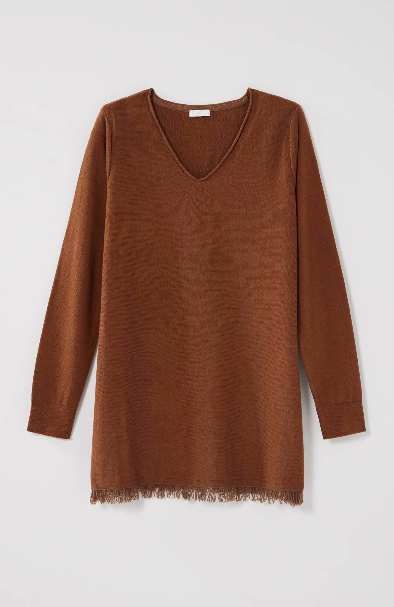 easy fringed-hem v-neck tunic