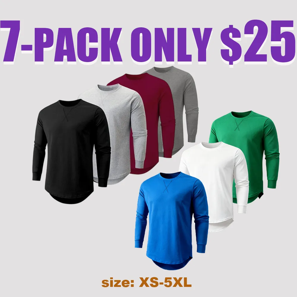Men’s 3-Pack Longline Crewneck Tees – Cotton Casual Tops