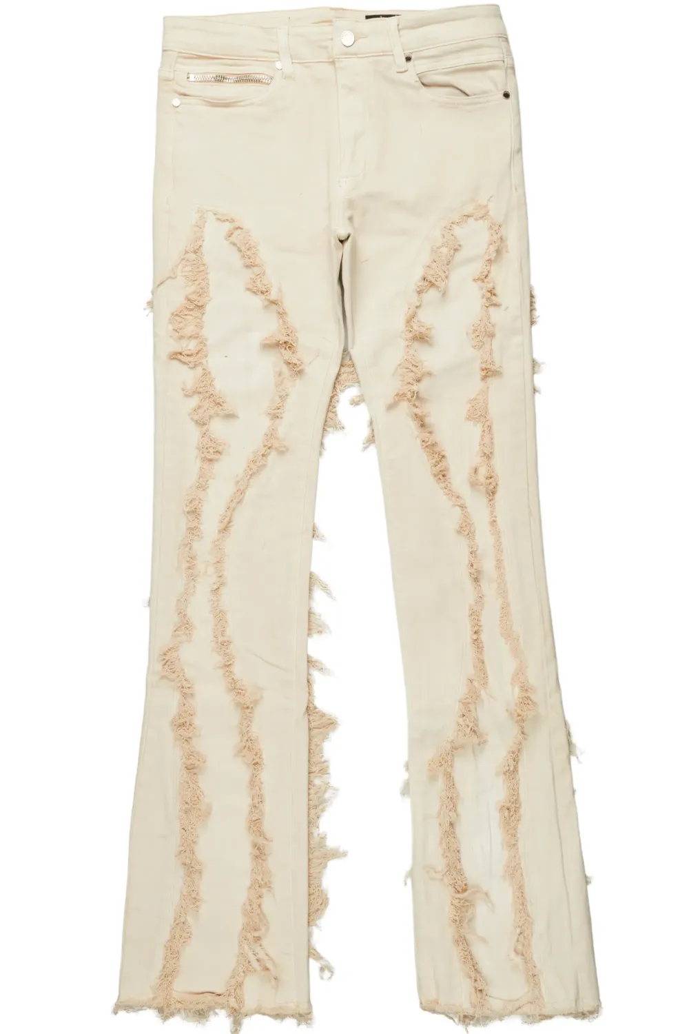 Tristan Beige Stacked Flare Jean