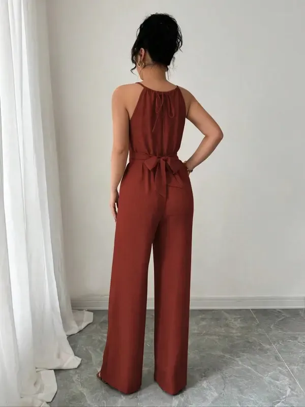 Women's Solid Color Jumpsuit – Elegant & Casual One-Piece for Daily Wear