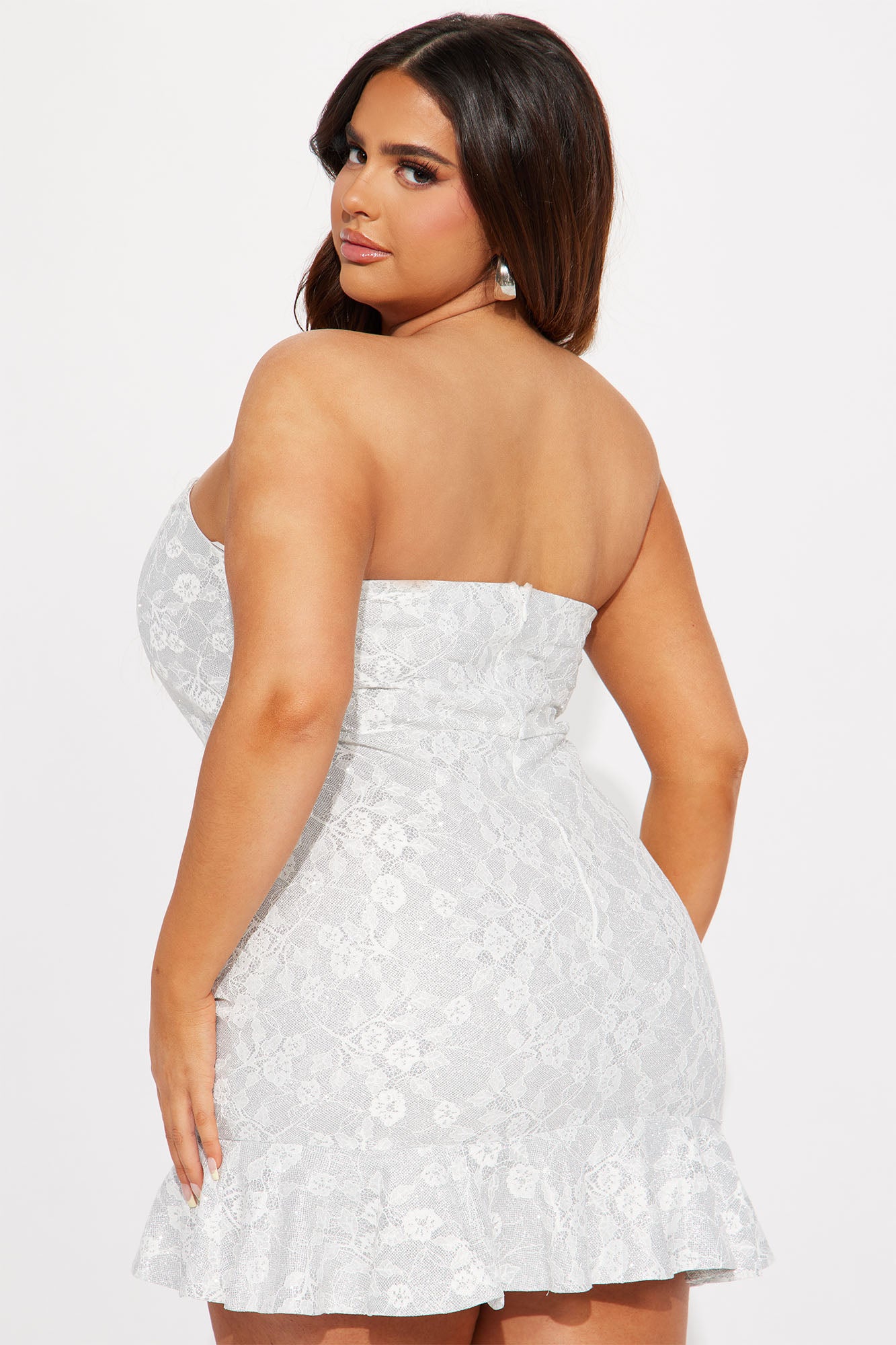Riley Ruffle Metallic Mini Dress - White