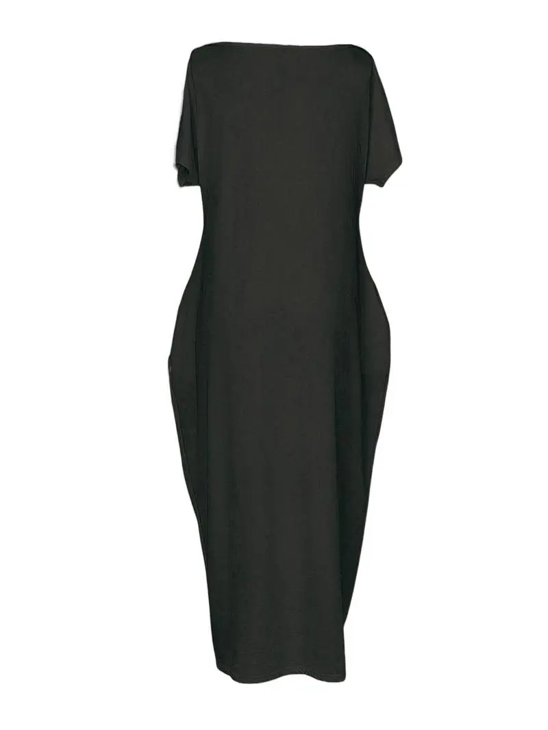 Women's Batwing Sleeve Lounge Dress – Casual Comfy Short Sleeve Nightdress for Daily Wear & Sleepwear