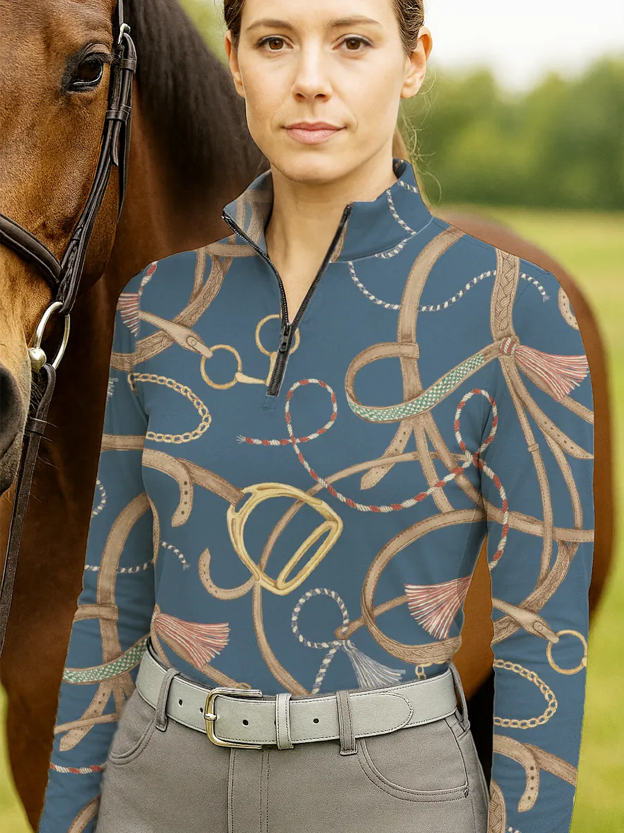 Women's Equestrian Equipments Print Long Sleeve Casual Shirt