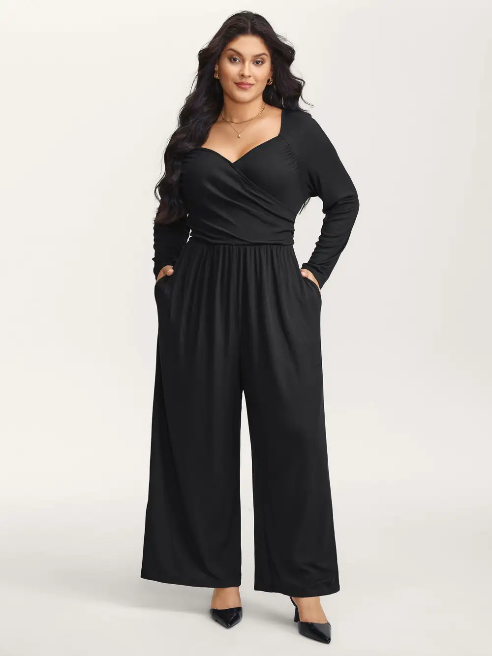 Pit Strip Textured Stretchy Raglan Sleeve Jumpsuit