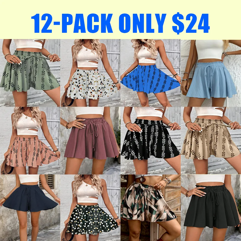 Women's Bohemian Knot Front Shorts – Casual All Over Print Summer Bottoms