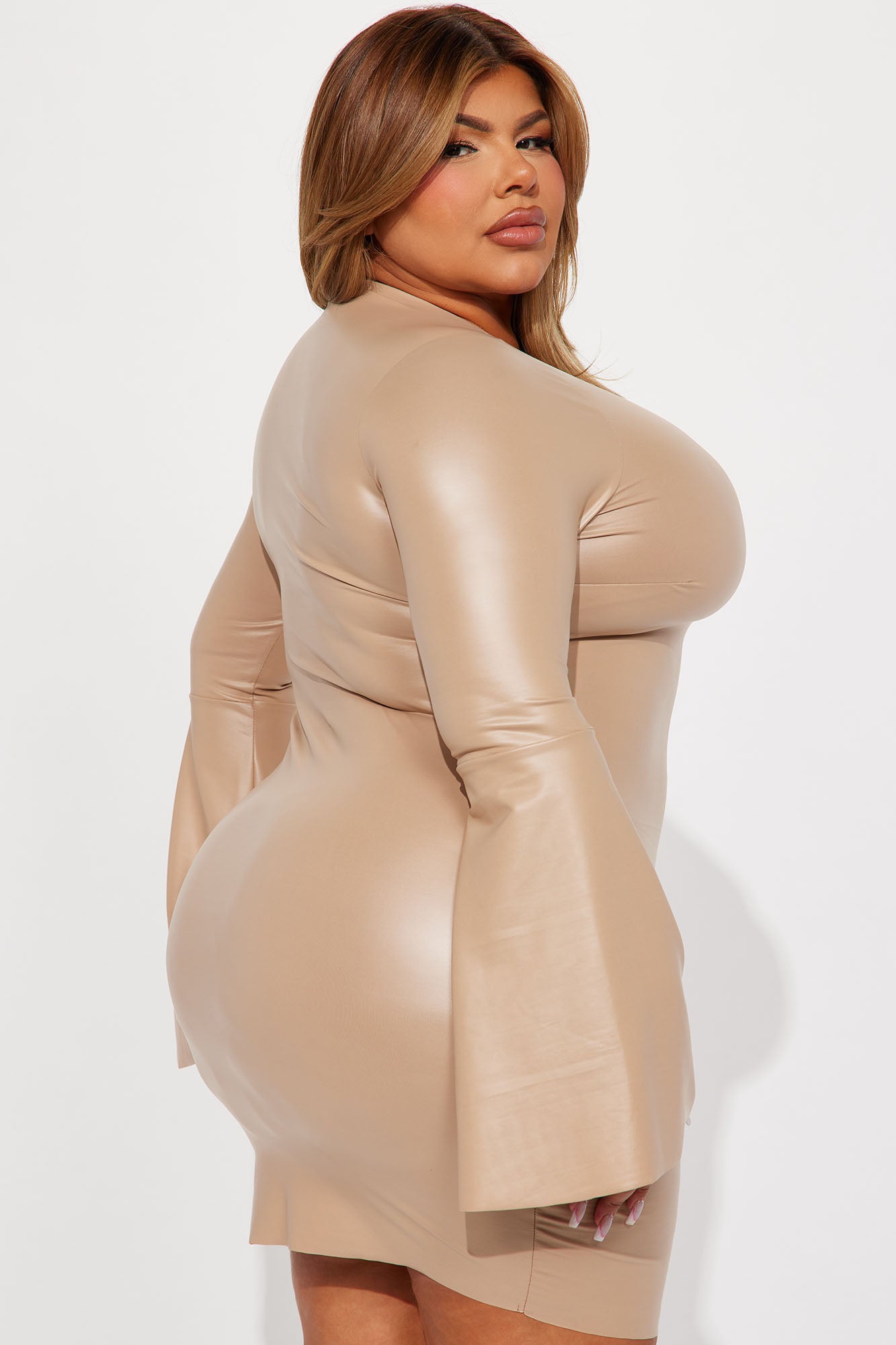 Lana Faux Leather Mini Dress - Taupe