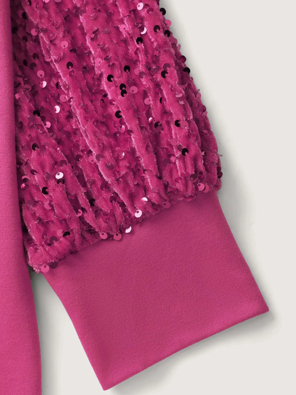 Sequin Spliced Cut-Out Neck Sweatshirt