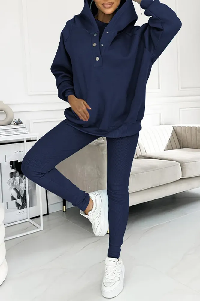 Women's casual fashion vest & hooded sweatshirt and slim pants three-piece set