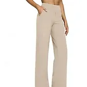 Women's Wide Leg Pants Trousers Palazzo Pants Fashion Streetwear Full Length High Waist Plain Pocket Elastic Waist Breathability Comfortable Micro-elastic Street Daily Wear Going out Dark Brown Black