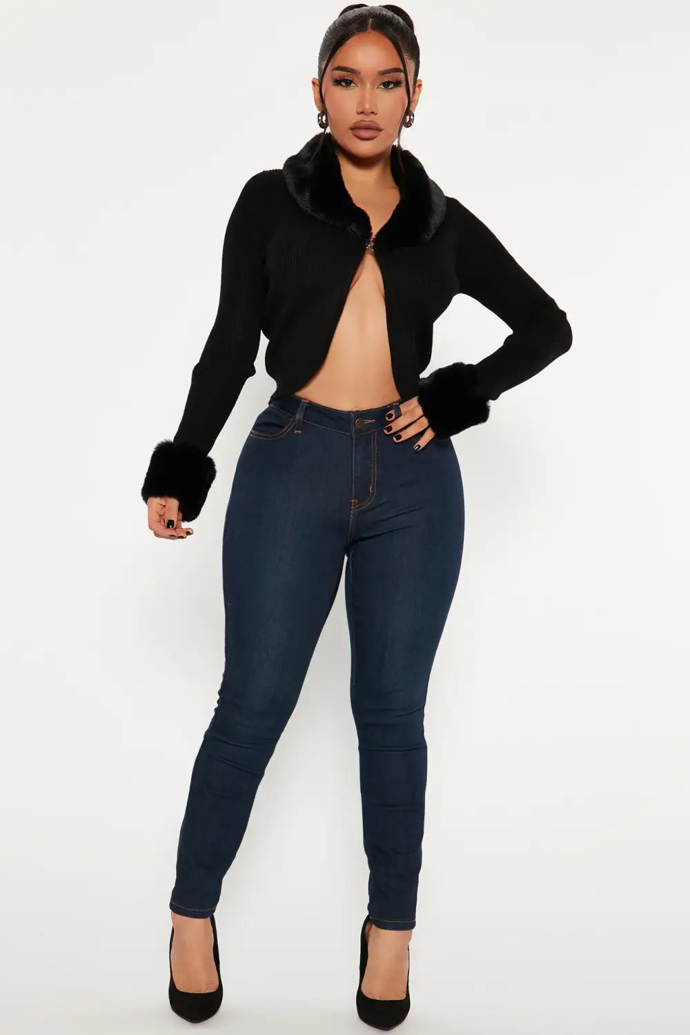 Be Fur Real Cardigan - Black