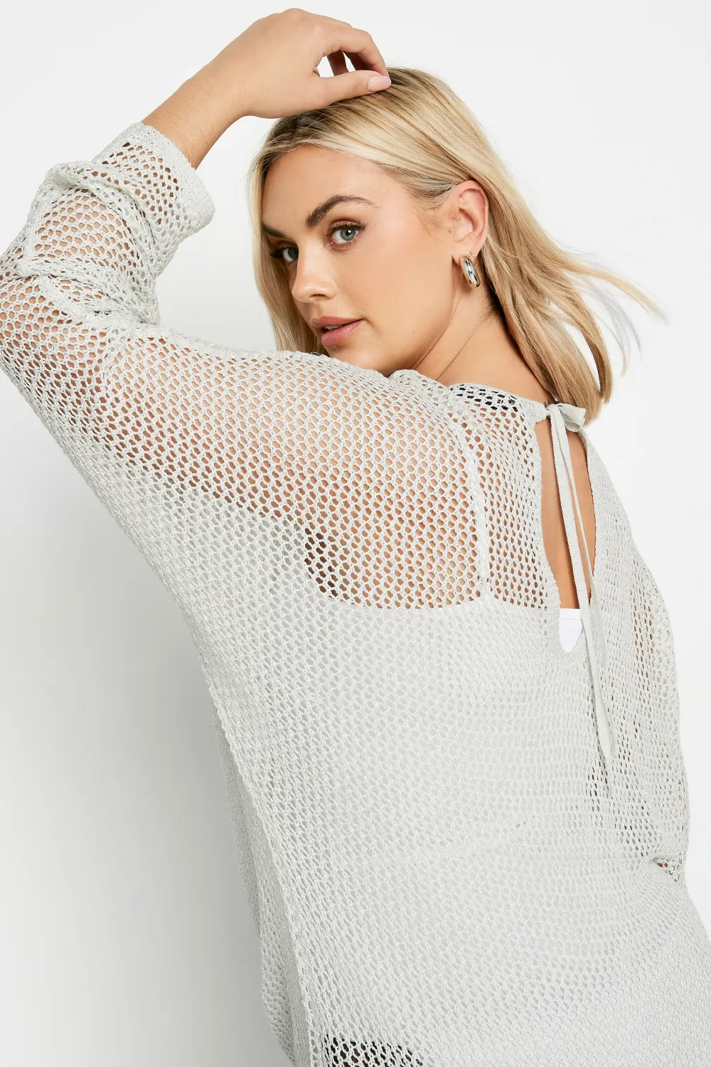 YOURS Curve Black Metallic Crochet Jumper