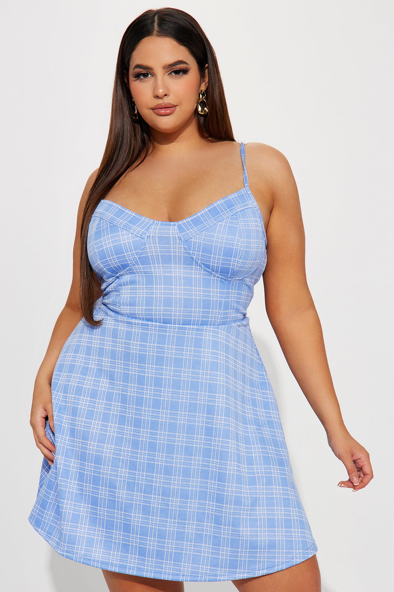 Caroline Plaid Mini Dress - Blue