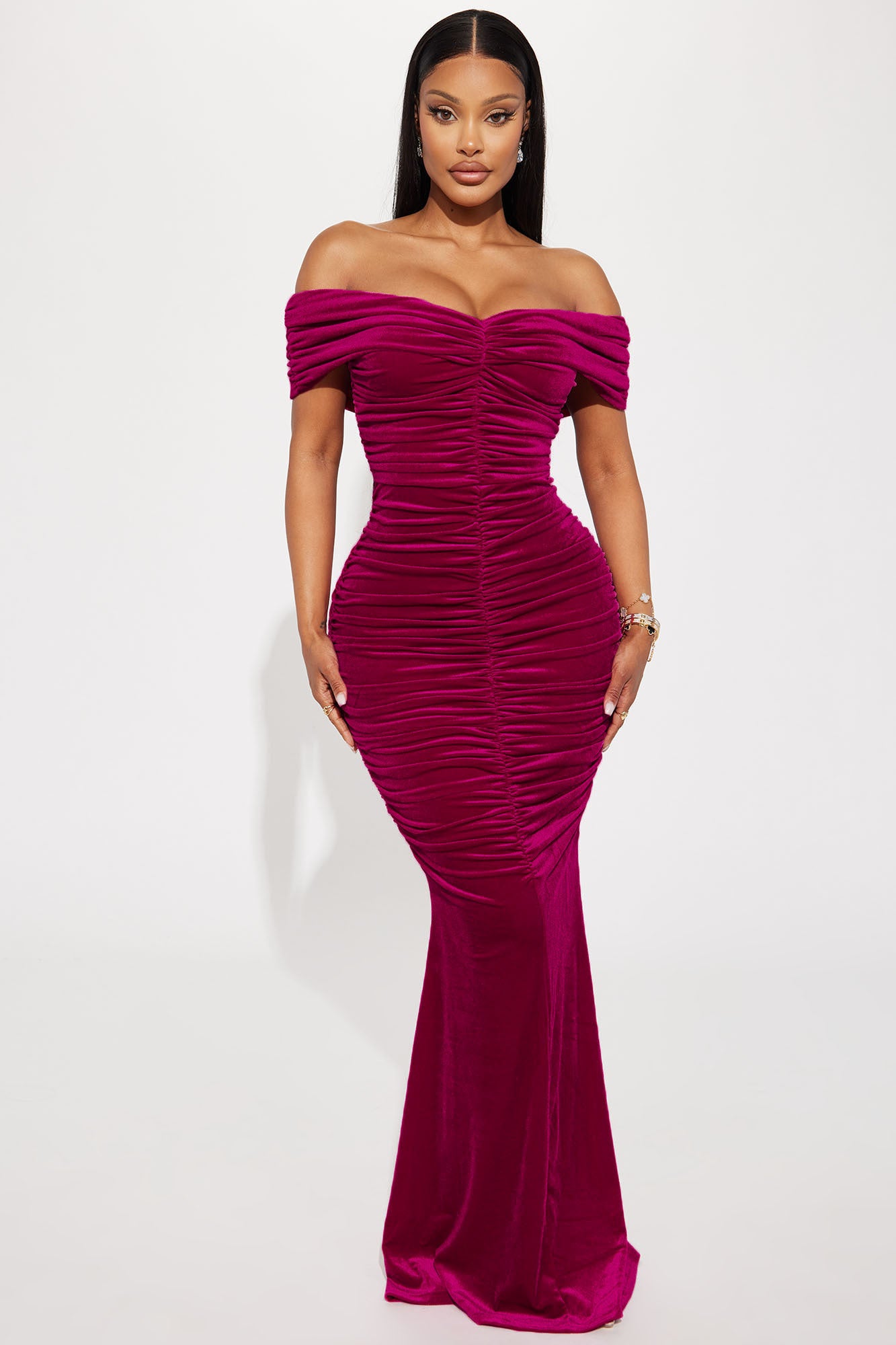 Karissa Velvet Maxi Dress - Fuchsia