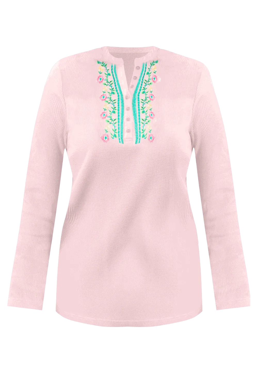 Embroidered Thermal Henley Tee