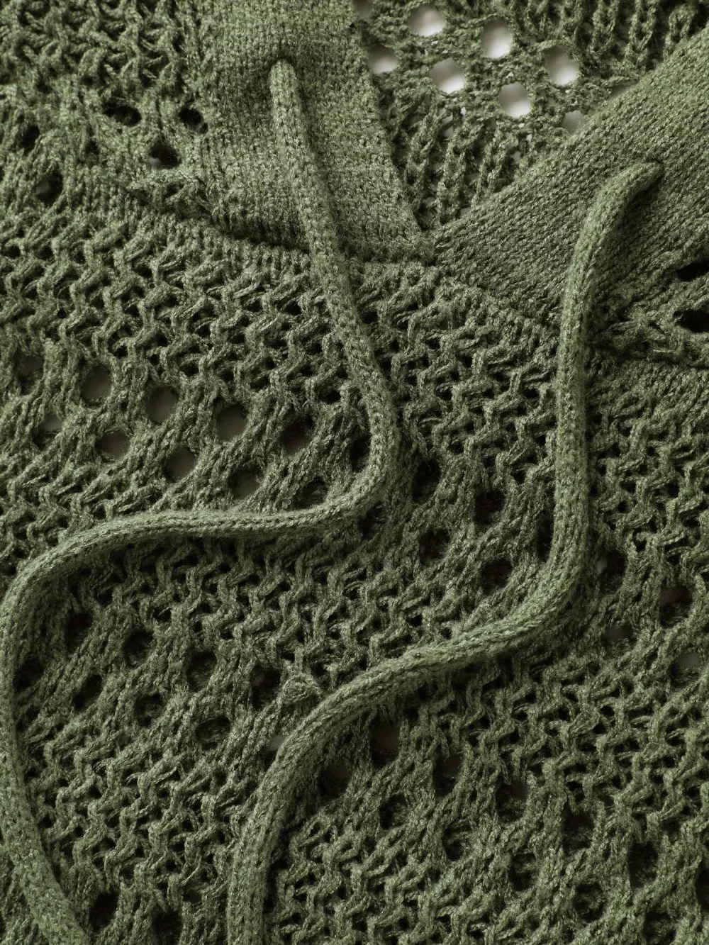 Cut-Out Textured Drop Shoulder Pullover