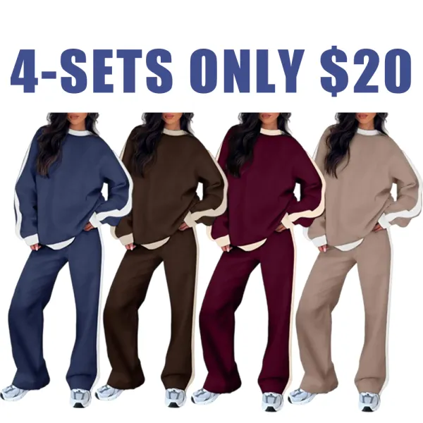 Women's 2-Piece Fleece Lounge Set – Cozy Crewneck Sweatshirt & Straight-Leg Sweatpants.