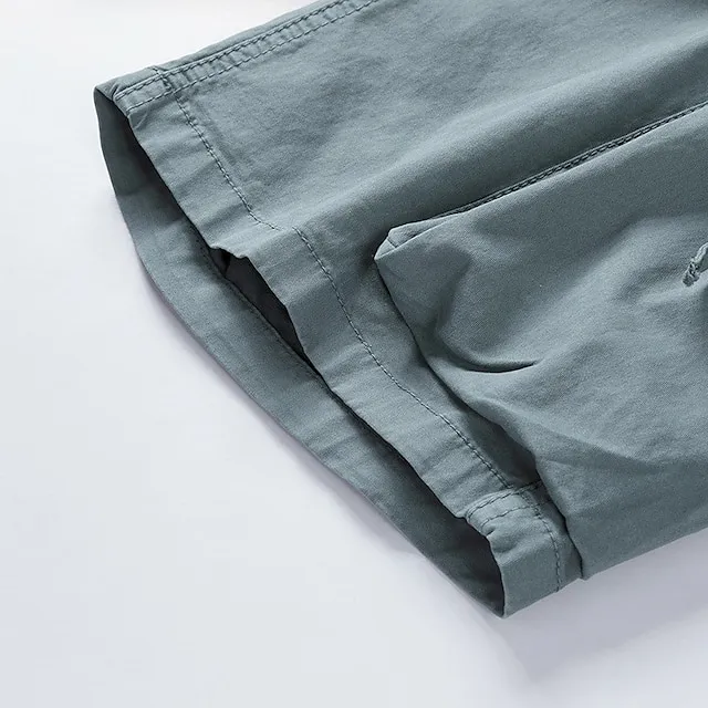 Men's Cargo Shorts Hiking Shorts Elastic Waist Multi Pocket Multiple Pockets Plain Comfort Breathable Knee Length Casual Daily Fashion Streetwear ArmyGreen Black