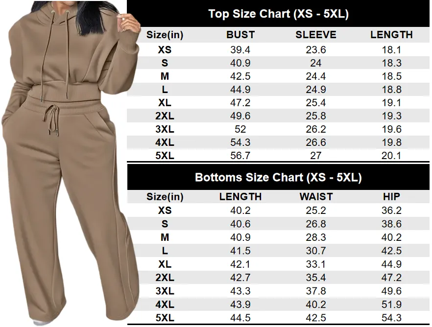 Hooded Long Sleeve Sweatshirt and Casual Wide Leg Sweatpants Set