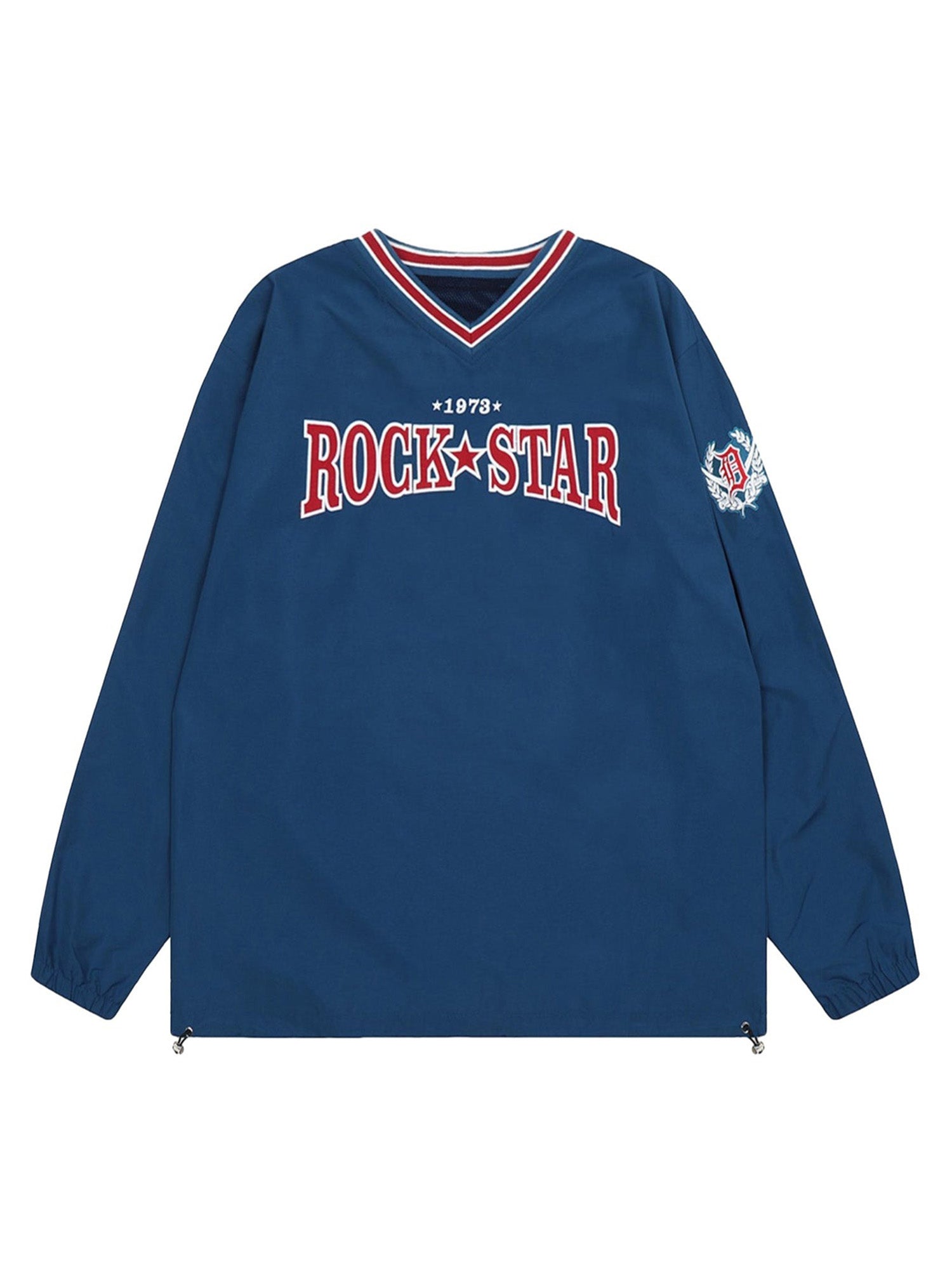 Retro Embroidered Monogrammed V-neck Sweatshirt - 2146