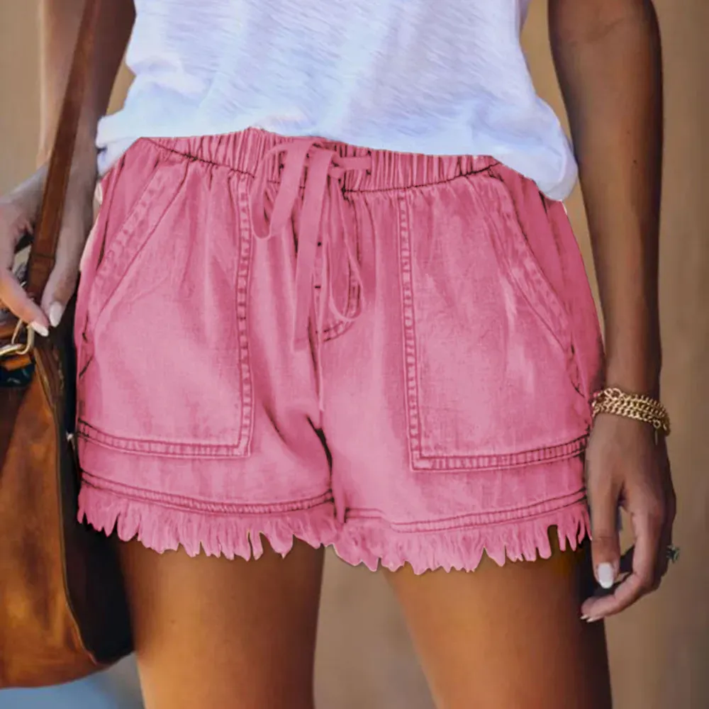 Womens Casual Denim Shorts with Pockets Cotton Jean Short