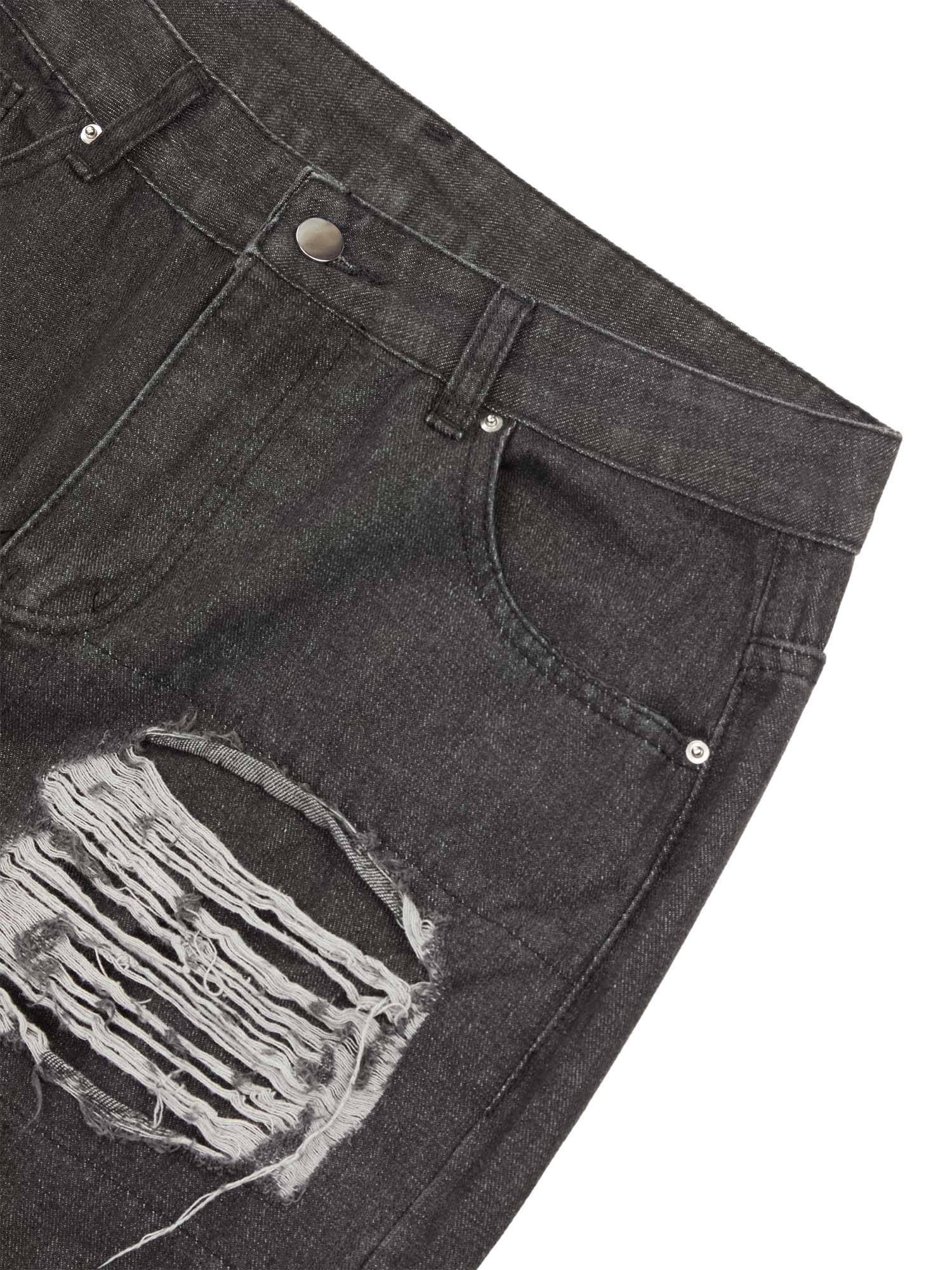 Destruction Brushed Hip Hop Embroidered Jeans