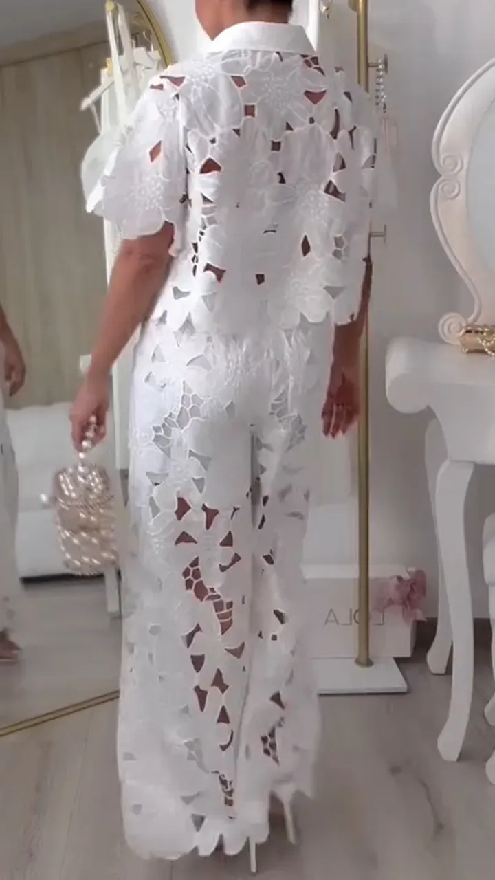 Women's Lapel Hollow Casual Suit