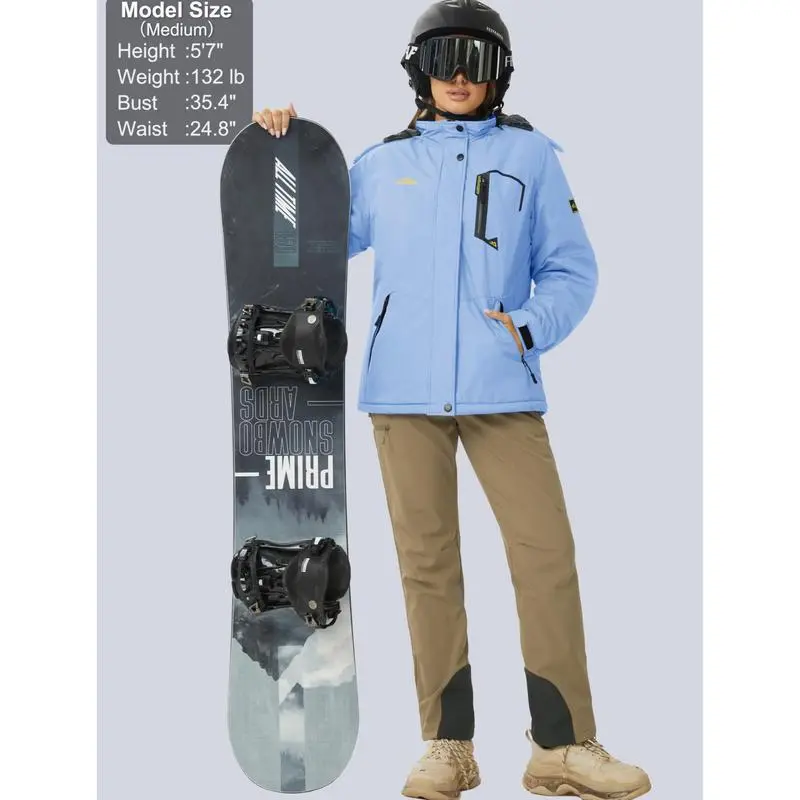 Waterproof Ski Jacket Hooded Fleece Lined Warm Winter Jacket Snow Coat Mountain Windproof Rain Windbreaker