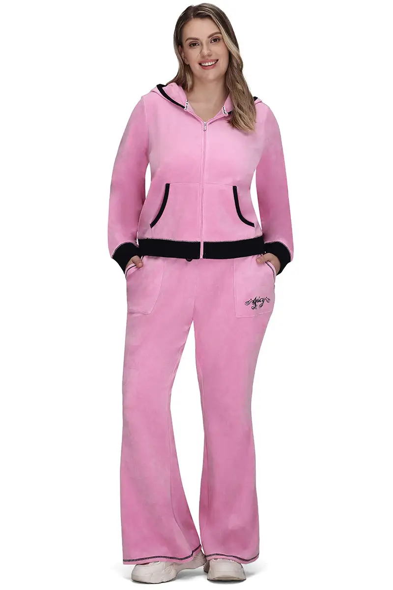 Plus-Size Sweetheart Cotton Velour Track Pants