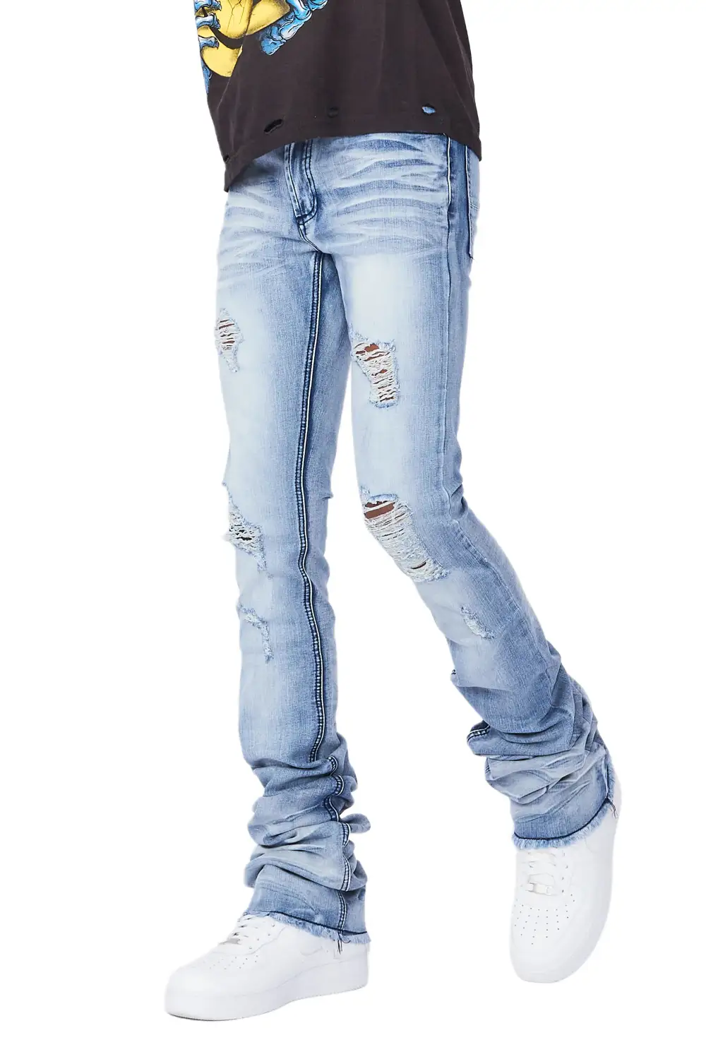 Josiah Blue Wash Super Stacked Flare Jean