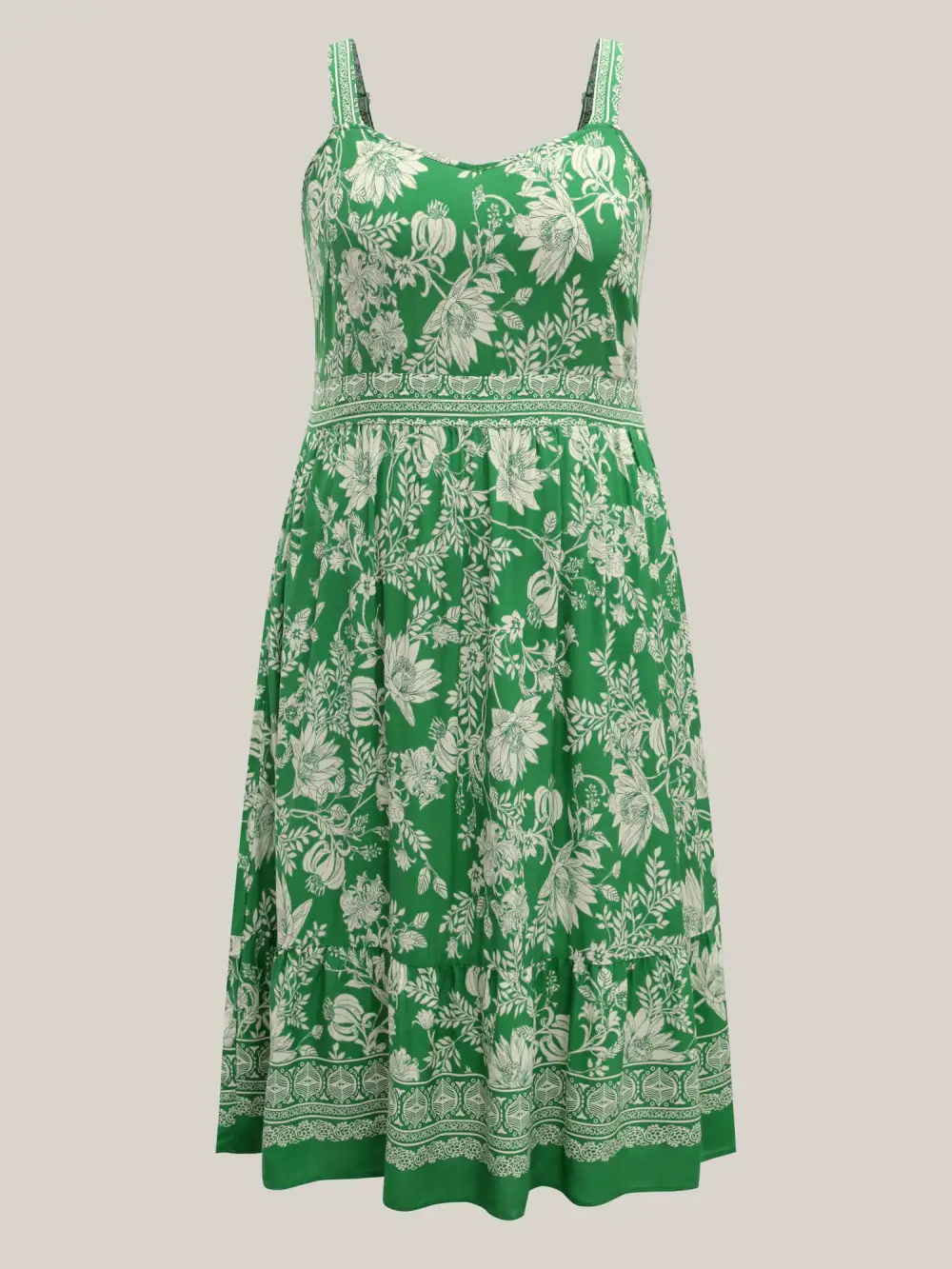 Breezy Floral Print Adjustable Straps Midi Dress