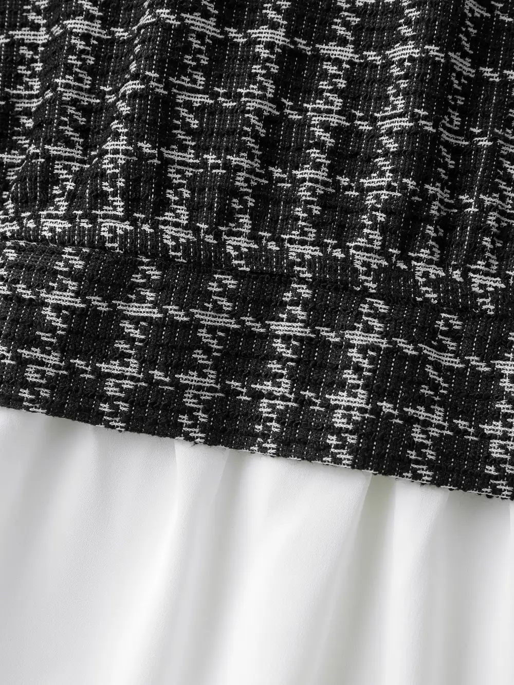 Houndstooth Pattern Color Contrast Blouse