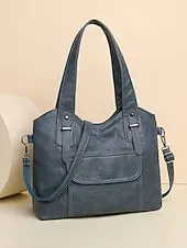 Women's Vintage Brown Faux Leather Tote Bag with Dual Handles and Adjustable Crossbody Strap – Spacious and Stylish for Everyday Use