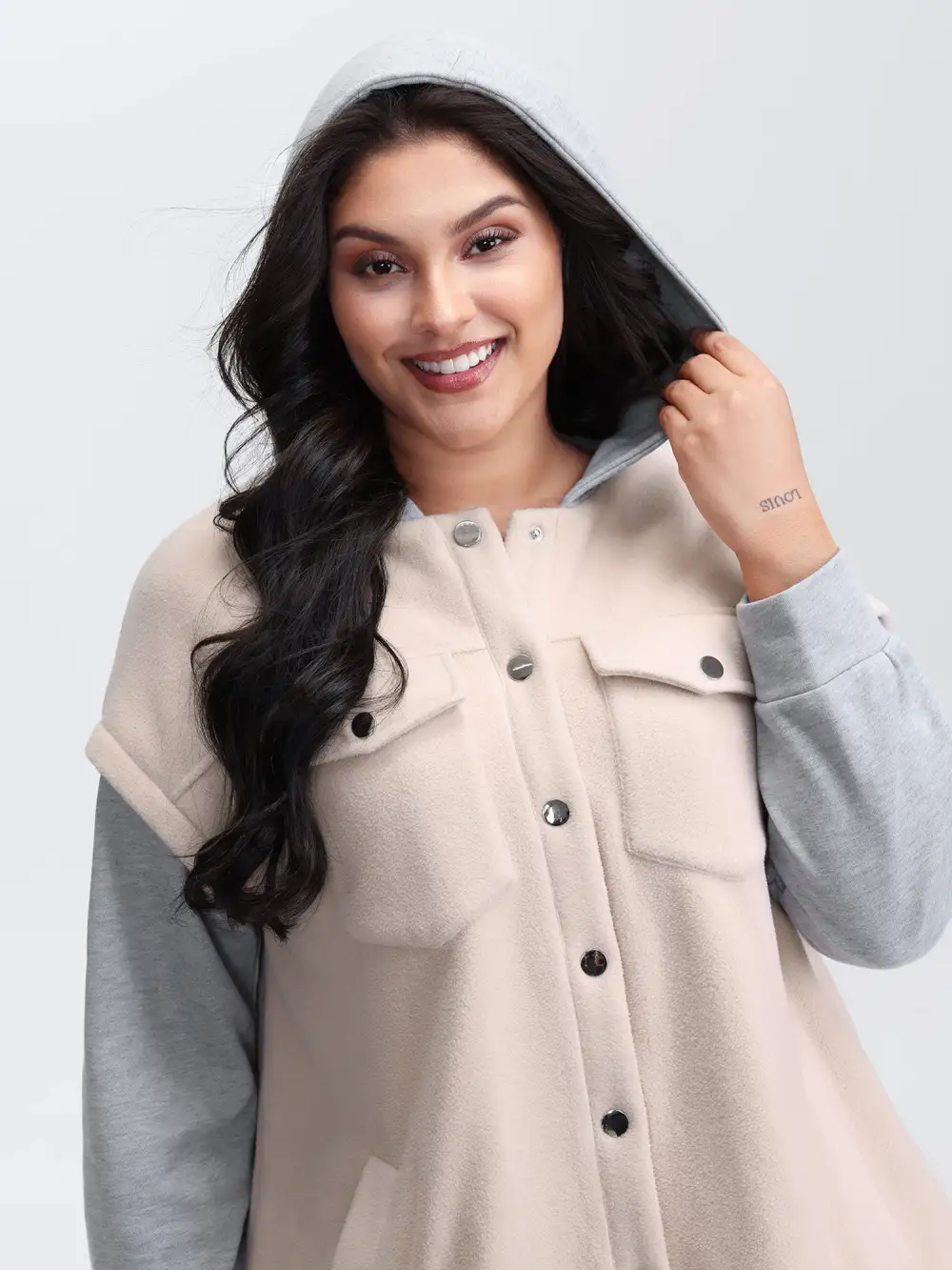 2-In-1 Button Hooded Coat