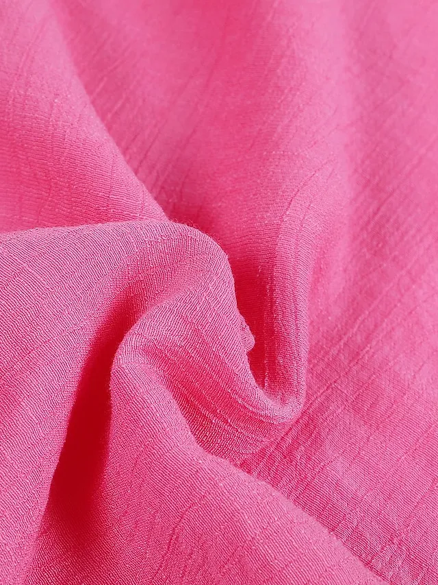 Women's Casual Dress Shirt Dress Cotton Linen Dress Mini Dress Blue Purple Pink Short Sleeve Pure Color Spring Summer V Neck Beach Basic Daily Weekend Loose Fit Linen S M L XL XXL 3XL