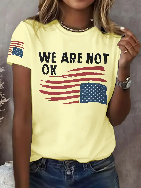 Retro We Are Not Ok Print T-Shirt