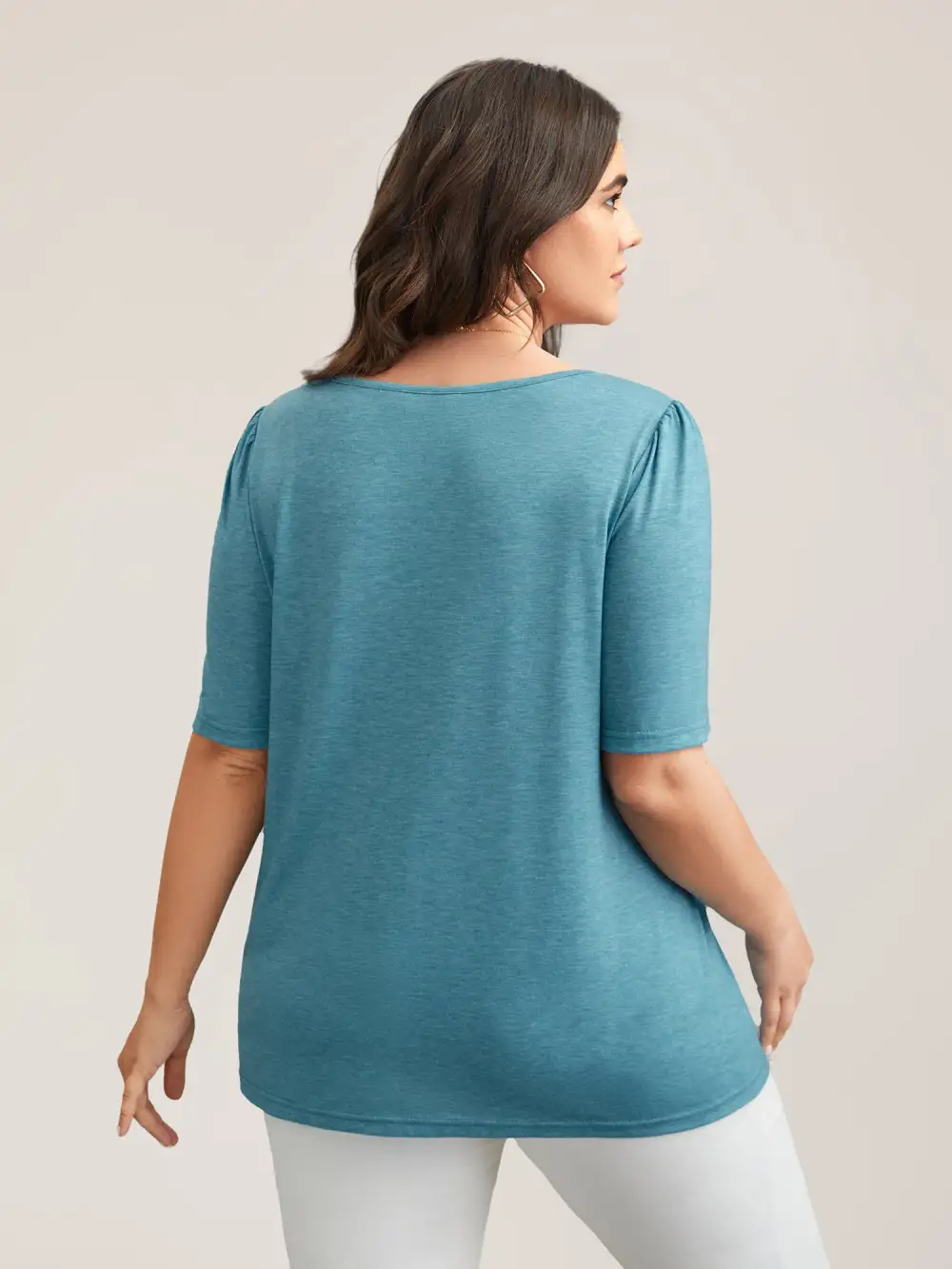 Seamed Round Neck Fitted T-Shirt