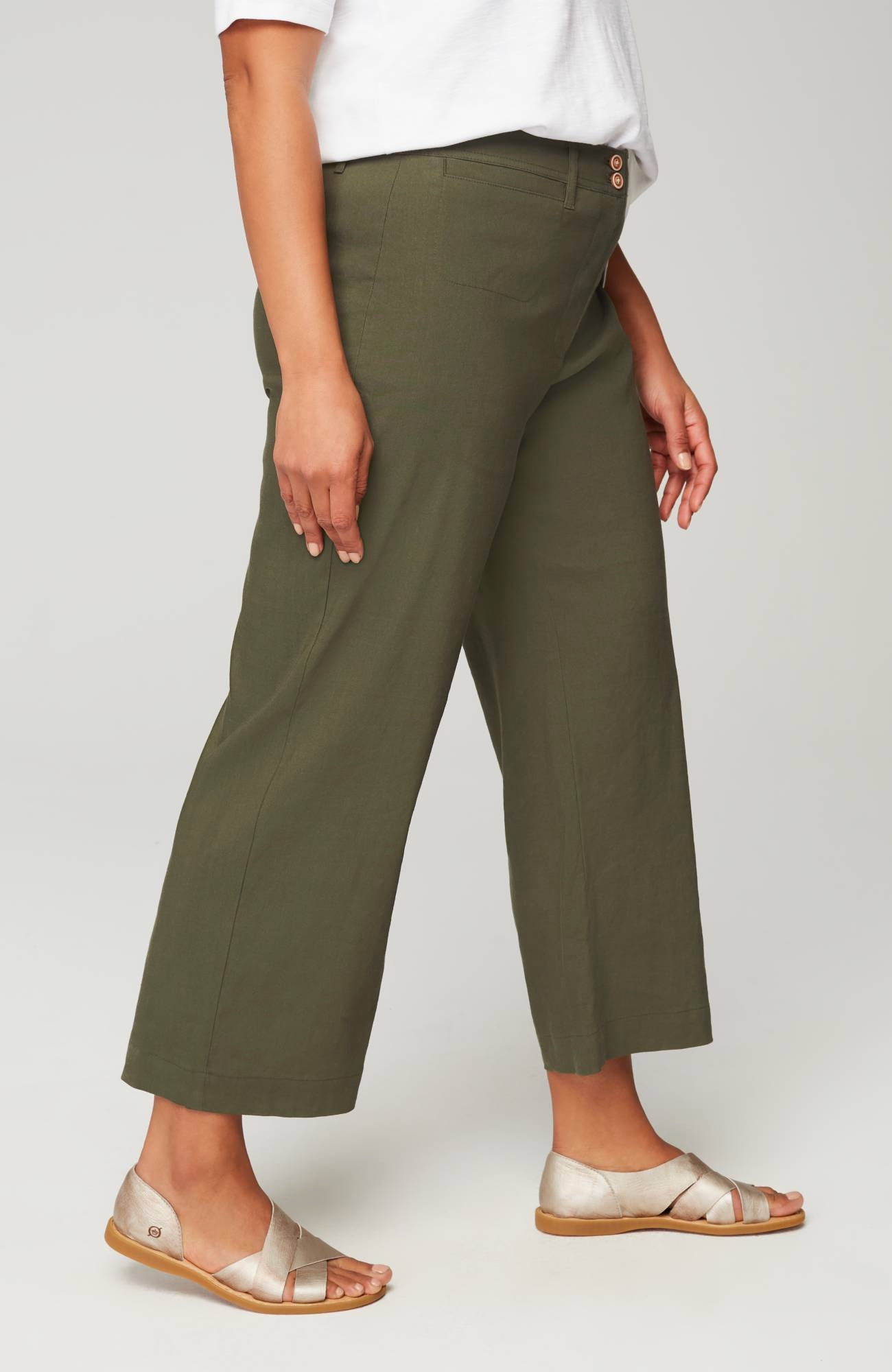 linen-stretch wide-leg crops