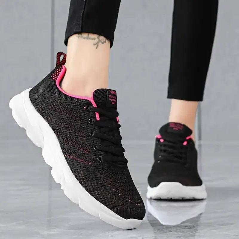 Comfortable Striped Fabric Low Top Sneakers - Lightweight, Breathable, Embroidered, Lace Up, EVA Sole, Fabric Inner and Insole - Perfect for Casual Outdoor Activities All Season