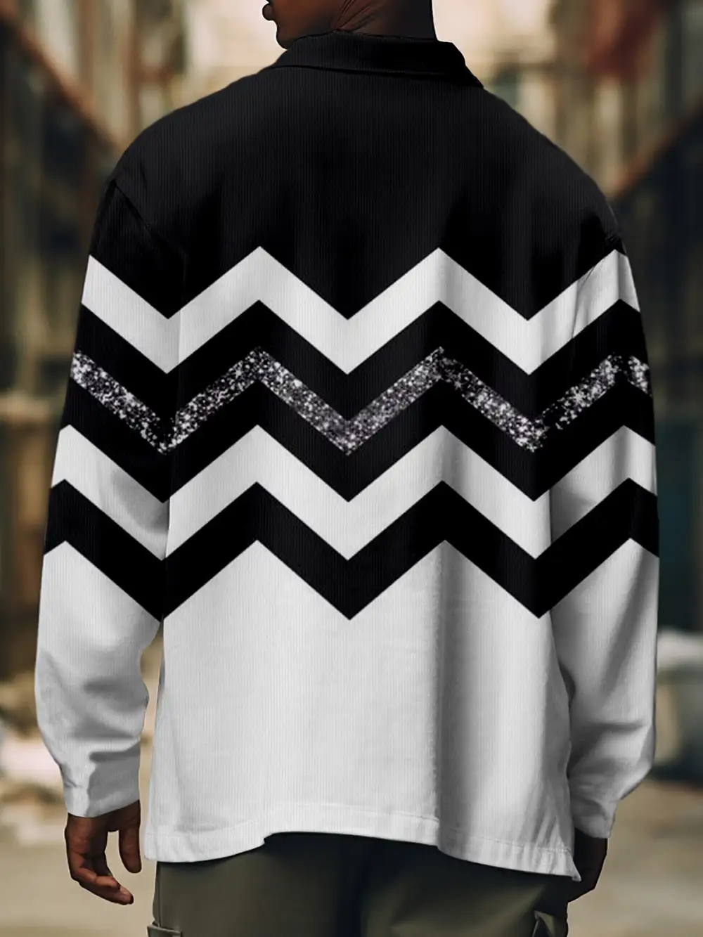 Men's Corduroy Geometric Retro Print Shirt Jacket