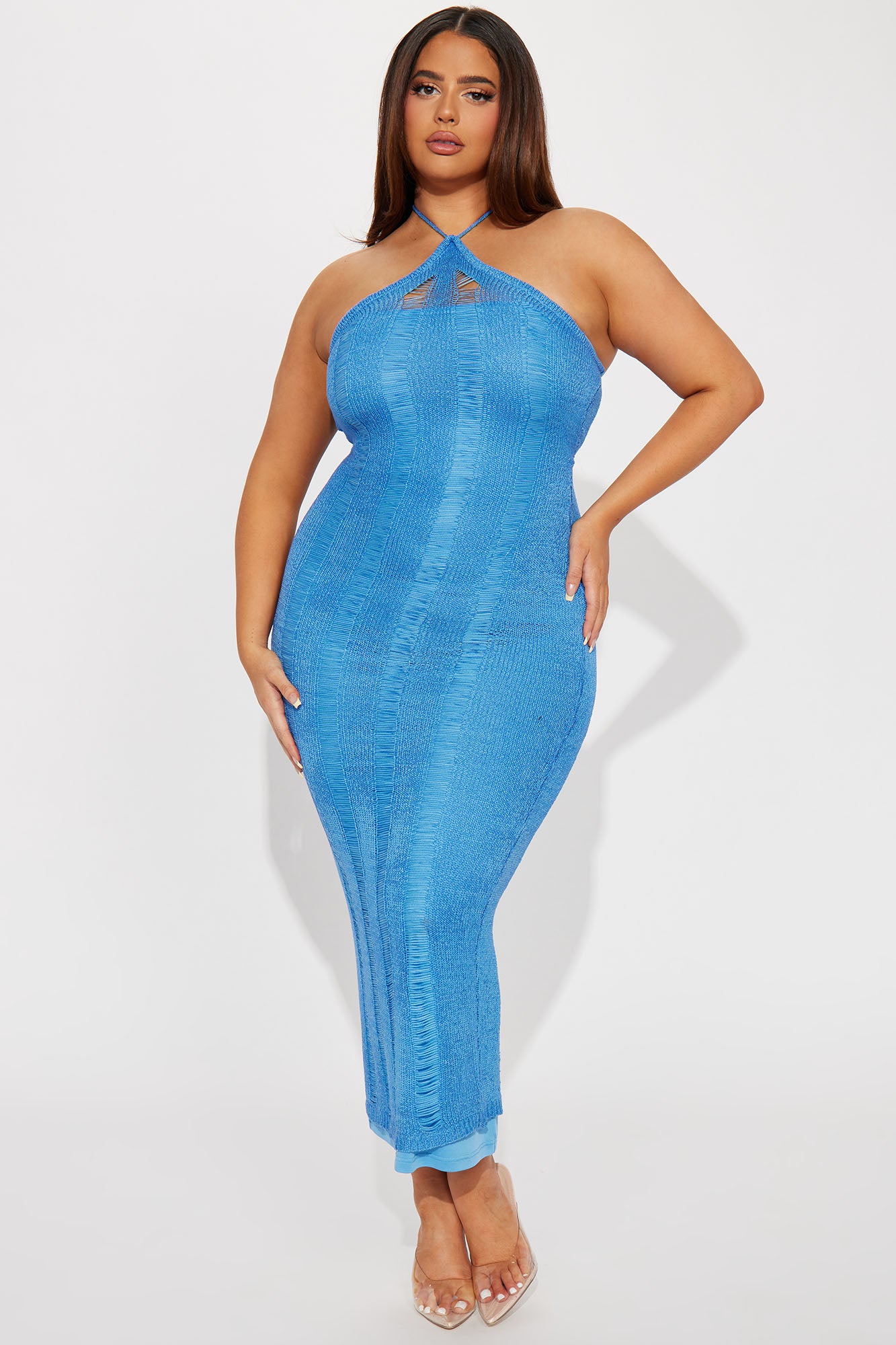 Demi Crochet Maxi Dress - Blue