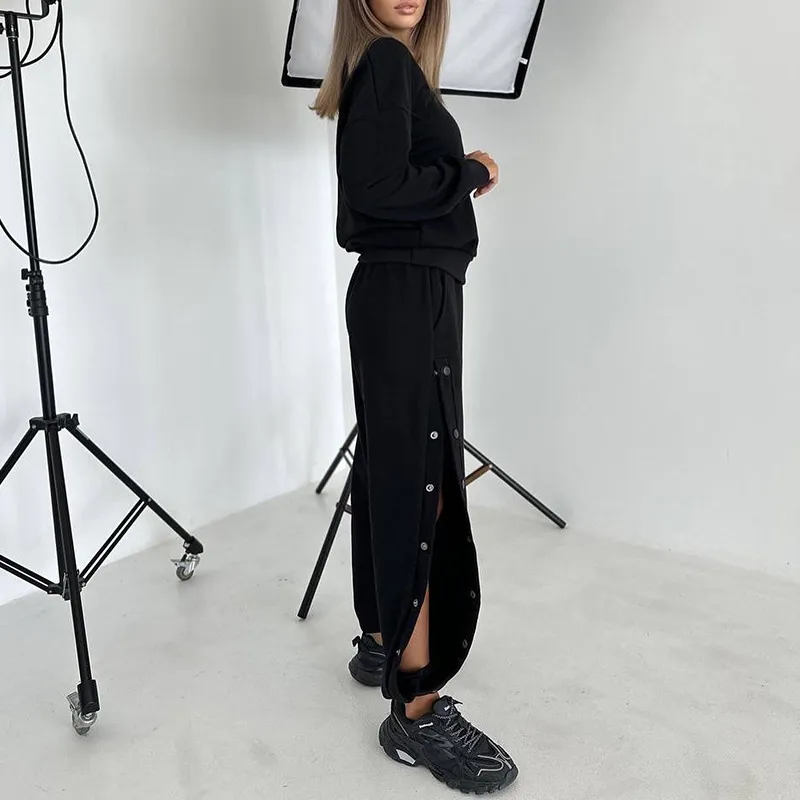 V-neck detachable single-breasted sweatshirt set